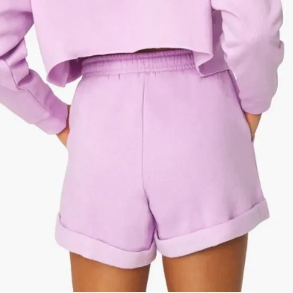 NWT WeWoreWhat High-Rise Pull On Sweat Shorts in Lilac Size Small